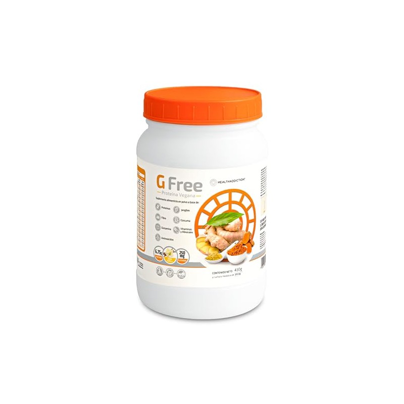 Healthaddiction Free Proteína Vegana Digestiva Cúrcuma Jengibre Glutamina Lácteos Gluten