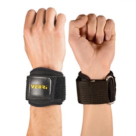 VERRI | Muñequeras de uso rudo para protección de muñecas en levantamiento de pesas, rutinas, entrenamiento en gimnasio, crossfit, negro, unitalla