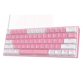 Redragon K617 Fizz 60% Wired RGB Gaming Keyboard, 61 Keys Hot-Swap Compact - Pink (1052_201450906), Red Switch (1052_201450906)