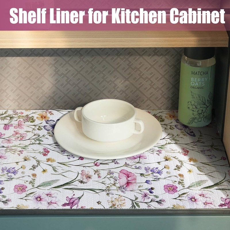 vuacepe Drawer and Shelf Liner for Kitchen Cabinets,Non-Adhesive Drawer Liner,Non-Slip