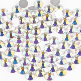 Briskbloom 1440PCS SS20 Crystal AB Flatback Rhinestones Round Gems for Nail Art and Craft Clothes, Glue Fix Crystal Glass Diamond Stones (4.6-4.8mm)