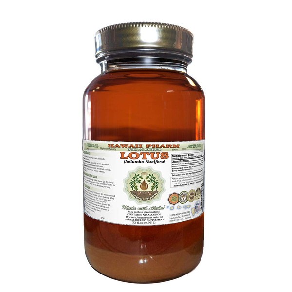 Hawaii Pharm LLC Lotus, Lian Zi Xin (Nelumbo Nucifera) Tincture, Dried Plumule Liquid Extract, Lotus, Glycerite Herbal Supplement 32 oz