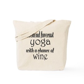 CafePress Yoga And Wine Tote Bag Natural Canvas Tote Bag, Reusable Shopping Bag