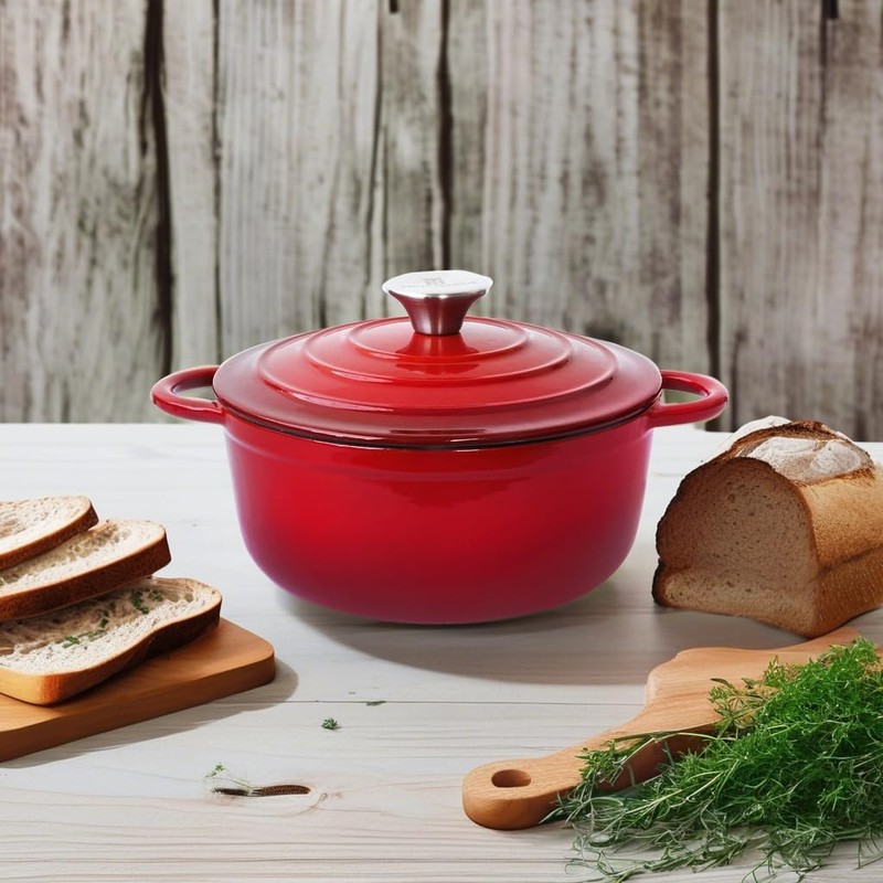Trustmade 4.5 QT Cast Iron Dutch Oven, Enamel Coated Cookware