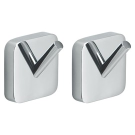 Gedy Tonga 2 Ganci Singoli Appendiabiti Bagno da Muro, Fissaggio Tramite Viti o Adesivo Incluso, Finitura Cromato, 2 Ganci Appendi Accappatoio da Muro Realizzati in Acciaio Inox e Cromall
