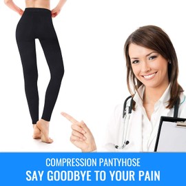 SWOLF Compression Pantyhose Women Men, 20-30 mmHg Graduated Firm Support Footless Compression Stockings - Rootless Waist High Edema Moderate Varicose Veins Medical Compression Tights (Black, X-Large)