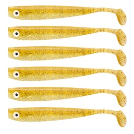 Zanderbait 12 cm gold glitter, fishing lure, artificial bait, zander bait, zander bait, soft bait, rubber fish, rubber bait, pack of 6