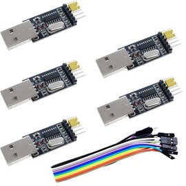 Hailege 5pcs USB to Serial CH340 USB to TTL Download Module with STC Microcontroller Download Adapter with Dupont Wires