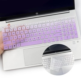 2PCS Keyboard Cover for 2022 HP Pavilion & HP Laptop 15.6 15-eh 15-eg Series 15-eg1053cl 15-eg1073cl 15-eg0167st 15-eg1000 15z-eh100 15t-er000-OPurple+Clear