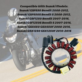 LOONGPART Stator Magneto Motorcycle 32101-18H00 Compatible with Suzuki GSF650 GSF650S Bandit S GSF1250 GSF1250S GSX650 GSX650F GSX1250 GSX1250F 2008-2009