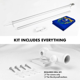 G128 Combo Pack: 6 Ft Tangle Free Aluminum Spinning Flagpole (Silver) & Nevada