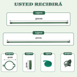 30 piezas Estacas para Plantas,Tutor de Soporte para Planta,Estacas para Planta Ajustable,Contiene Clips Plantas,tapa protectora,Conectores ,Velcro,para Orquídeas,Monstera,Tomate,Rosas,Enredaderas