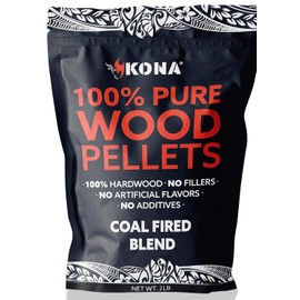 Kona Coal-Fired Pizza Charcoal Pellets - Intended for Ninja Woodfire Outdoor Grill, Premium Rich and Smoky Taste - 100% Natural - Also for Electric & Propane Smokers, Pellet Tubes - 2 Pounds