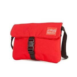 Manhattan Portage Jones Shoulder Bag Water Resistant Men, women, thin, flap, buckle closure, shoulder strap, adjustable, 1000D (RED)