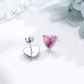 Heart Stud Earrings 925 Silver Super Seven Crystal Earrings Heart Jewellery Valentine's Day Gifts for Women Girls, Sterling Silver