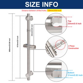 NearMoon Slide Bar with Height/Angle Adjustable Handheld Shower Holder, Bathroom SUS 304 Stainless Steel Head Holder for Bath (Screw Mounted, Brushed Nickel)