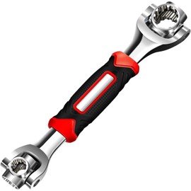 DINGLIAN 52 in 1 Socket Wrench, Stainless Steel MultiFunction Wrench Tool with 360 Degree Rotating Head, Universal Wrench with Rubber Handle for Home Bicycle Motorcycle Car Repair