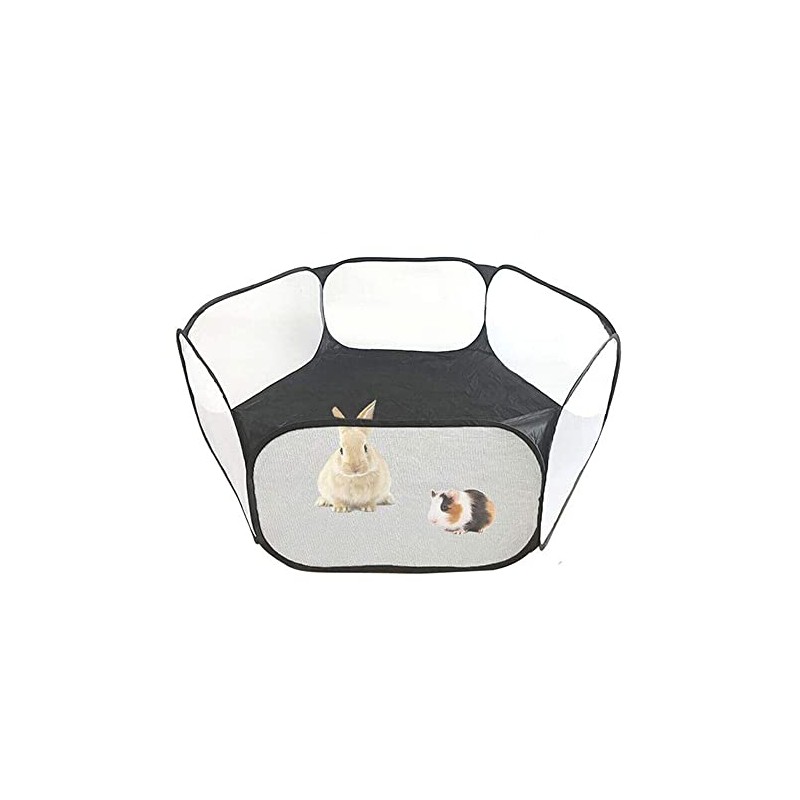 madeokoltd Small Animals Playpen, Folding, Portable, Hexagonal, Black - Suitable