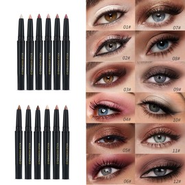 6 Colors Eyeshadow Stick Set, Shimmer Glitter Eye Shadow Pencil, Long Lasting Waterproof Cream Eyeshadow Crayon for Eye Makeup Beginners and Professionals