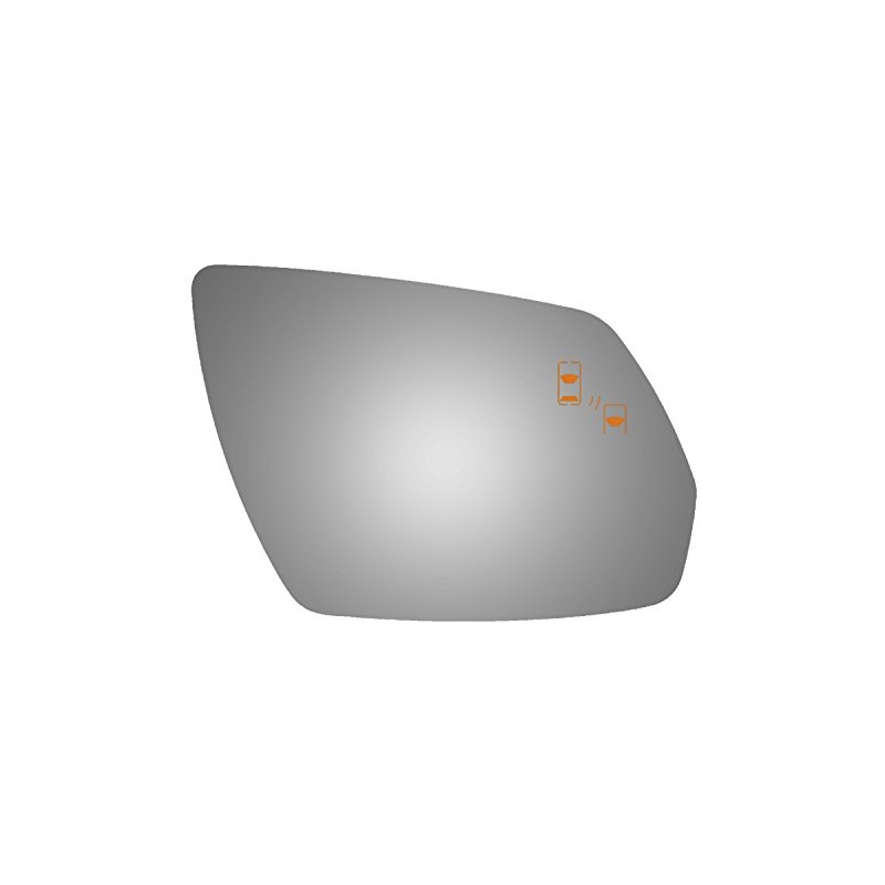 Passenger Side Replacement Power Mirror Glass with Blind Spot Warning