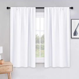 PONY DANCE Pure White Curtains - Window Treatments Home Decor Thermal Insulated Curtain Drapes Light Filter Low Shading Effect for Bedroom & Kitchen, 42 W x 54 L, 2 Pieces