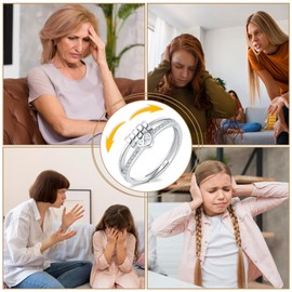 Fidget Rings for Women-Sterling Silver Ring,Fidget Ring-Silver Rings for Women,Fidget Rings for Women-Adjustable Heart Rings Women Spinner Beads Rings Gift for Daughter Her