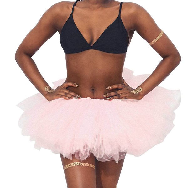 Nicute Tutu Skirt Dance Tulle Skirts Elastic Tutu Costume Halloween Ballet Skirt for Women and Girls (Pink)
