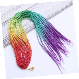 Ipetboom Gradient Synthetic Hair Braid Ponytail Extension for Women Stylish Hairpiece Rose Red Yellow Green Comfortable Daily Wear High Temperature Fiber