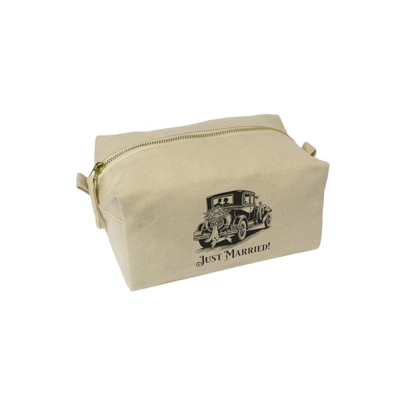 'Vintage Wedding Car' Canvas Wash Bag/Makeup Case (CS00044301)