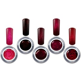 Colour Gel Set Red Metallic and Glitter Premium LED UV Gels Colour Gel Nail Gel for Nail Design RM Beautynails 5 x 5 ml (Pack of 5)