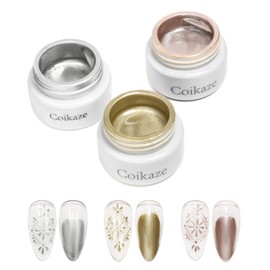 Gel Nails, Metallic Gel, Color Gel, Metal Gel, Nail Art, UV and LED Compatible, 3 Colors, 0.2 oz (4 g) (Silver/Gold/Rose Gold)
