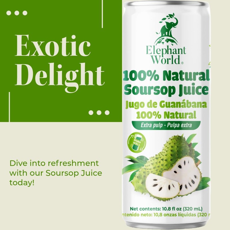 ELEPHANT WORLD 100% Natural Juices | Assorted Superfruits | Soursop-Mango-Guava-Lychee