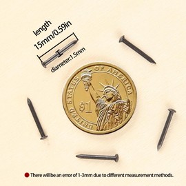 newlng 500PCS Small Nail Round Head Tiny Nails String Art Nails Hand-Made Hardware Accessories Fasteners Mini Nails 1.5mm X 15mm/0.06"X0.6"(DXL) Black