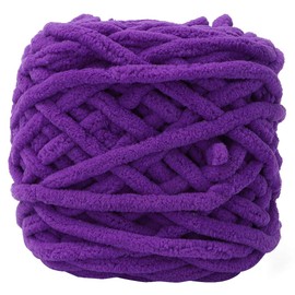 Thick Quick Yarn, Single Thick Terylene Ice Strip Quick Yarn Needle Knitting Woven Blanket Slipper Line Coarse Wool Woven Crochet Thread Blanket Yarn Big Ball for Weave Scarves(Purple)