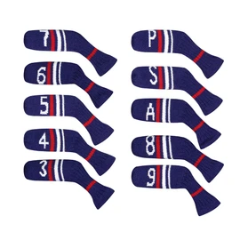 Scott Edward 10 Pcs Golf Club Head Covers for Irons Cuteness and Basically Socks Shape Washable & Durable Golf Club Head Protector (Blue Warning)
