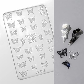 Nail Art Silicone Molds 3D Nail Art Mold Multi-Shape Butterfly Embossed Silicone Molds Suitable for DIY Nail Art Decoration