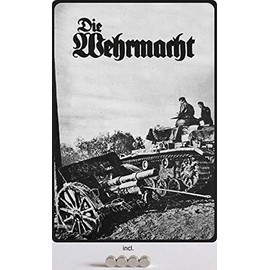 Blechschild 20x30cm gewölbt incl. 4 Magneten Historisch Panzer Geschütz Front Deko Geschenk Schild