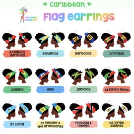 Caribbean Flag Drop Earrings for Black and Brown Skin Women | Afro Wood Dangle Earrings | Christmas Gift | Bahamas Bahamian