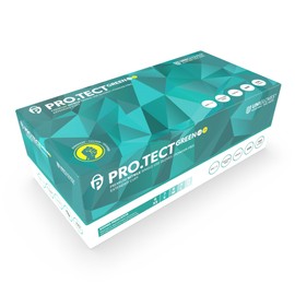 Unigloves PRO.TECT Green HD+ Nitrile Extended Cuff Disposable Gloves - Ultra Heavy Duty, Single Use, Multipurpose, Powder Free, Box of 100 Gloves, Size Medium (GA0093)