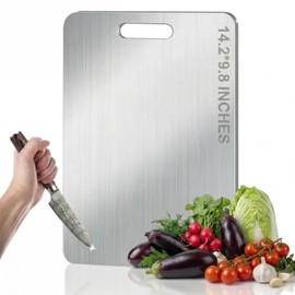 Titanium Cutting Board - 100% Pure Titanium Cutting Boards, Food-Grade, Non-Slip Surface, Dishwasher Safe, for Elegant Serving Tray for Kitchen, Charcuterie, Meat, Vegetables, Easy Clean, 14.2"x9.8"