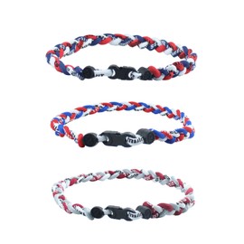 3 Pieces Baseball Necklaces Three Colors Three Braided Rope Tornado Titanium Necklaces Sport Rope Necklaces for Boys Men Player (Orange)
