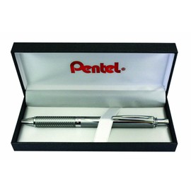 Pentel BL407P-BOX EnerGel Liquid-Gel-Roller Sterling with Silver Case, Stroke Width 0.35 mm, Ball Diameter 0.7 mm, Black
