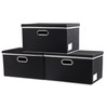 PRANDOM Small Storage Boxes with Lids [3-Pack] Fabric Collapsible Storage