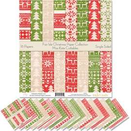 Miss Kate Cuttables Pattern Paper Pack - Fair Isle Christmas - Scrapbook Premium Specialty Paper Single-Sided 12"x12" Collection Includes 16 Sheets
