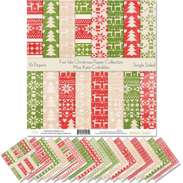 Miss Kate Cuttables Pattern Paper Pack - Fair Isle Christmas