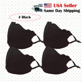 TK FASHION MASK  Kids Fashion Face BLACK Mask 4 Pack Cover Washable and Reusable Children Mask