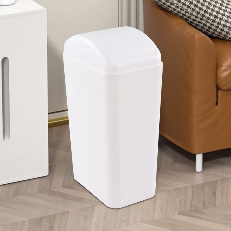 Esdiplot 14 Liter Plastic Trash Can with Swing Lid, Slim
