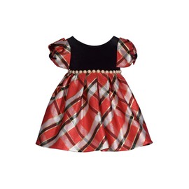 Bonnie Jean Girl's Christmas Dress - Holiday Plaid Dress for Baby, Toddler and Little Girls, Red Black White, 5
