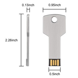 RAOYI 10 Pack 8GB USB Flash Drive USB 2.0 Metal Key Shape Memory Stick Thumb Drive Pen Drive-Silver