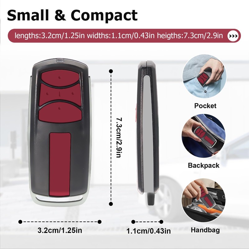2PCS Garage Door Opener Hand Transmitter Replacement for Liftmaster TX4UNIF,